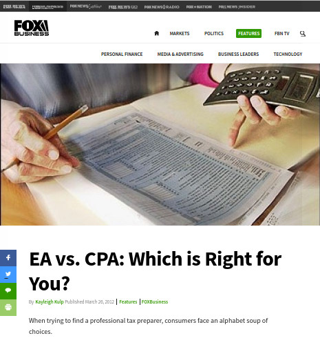 FoxBusiness Article: EA vs. CPA: Which is Right for You?